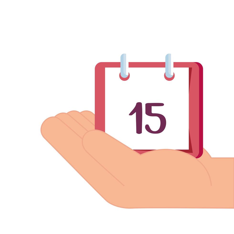 Hand mit Kalender Erinnerungsdatum isoliert Symbol vektor