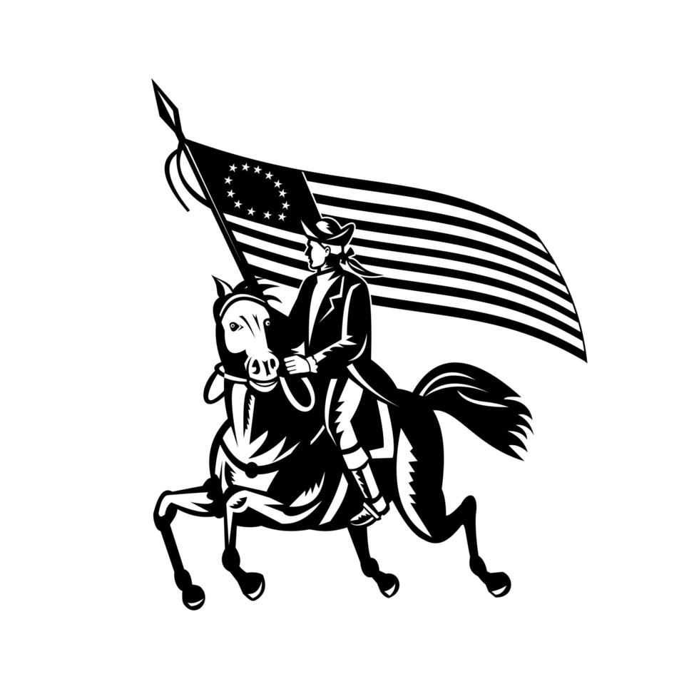 Revolutionärer General des amerikanischen Patrioten zu Pferd vektor