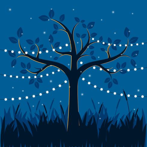 Magischer Baum mit dekorativen Lichtern für Party-Illustration vektor