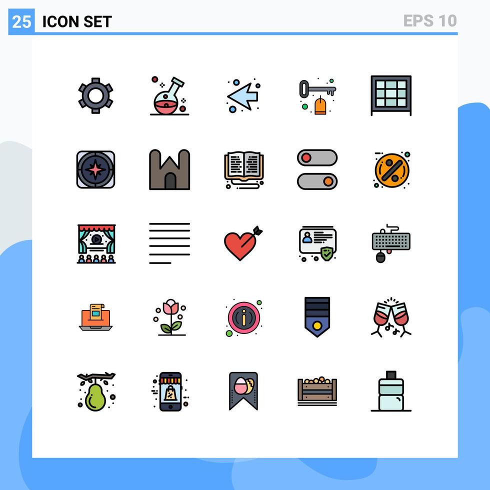 Stock Vector Icon Pack mit 25 Zeilenzeichen und Symbolen für medizinische Tag-Schlüssel für Schranktüren editierbare Vektordesign-Elemente