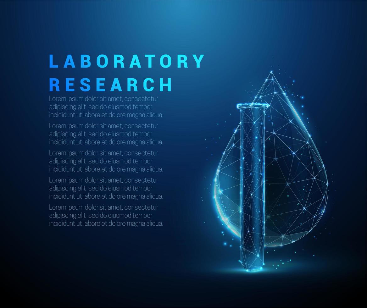 låg poly medicinskt rör och droppe vatten vektor