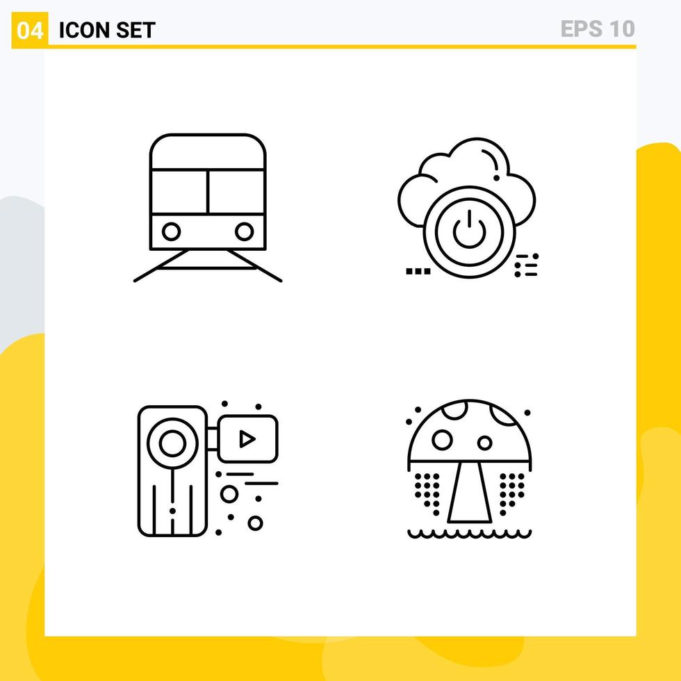 modern uppsättning av 4 fylld linje platt färger och symboler sådan som metro av transport stänga film redigerbar vektor design element