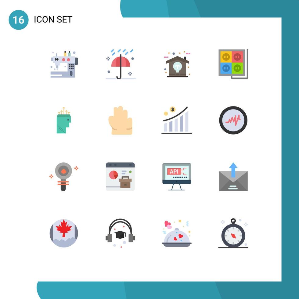 redigerbar vektor linje packa av 16 enkel platt färger av uttag konstruktion paraply byggnad Hem redigerbar packa av kreativ vektor design element