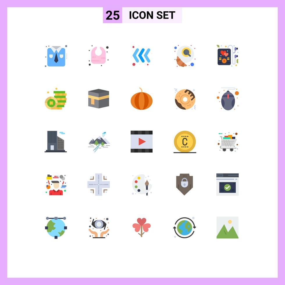 universell ikon symboler grupp av 25 modern platt färger av mynt musik tangentbord hörlurar croissant redigerbar vektor design element