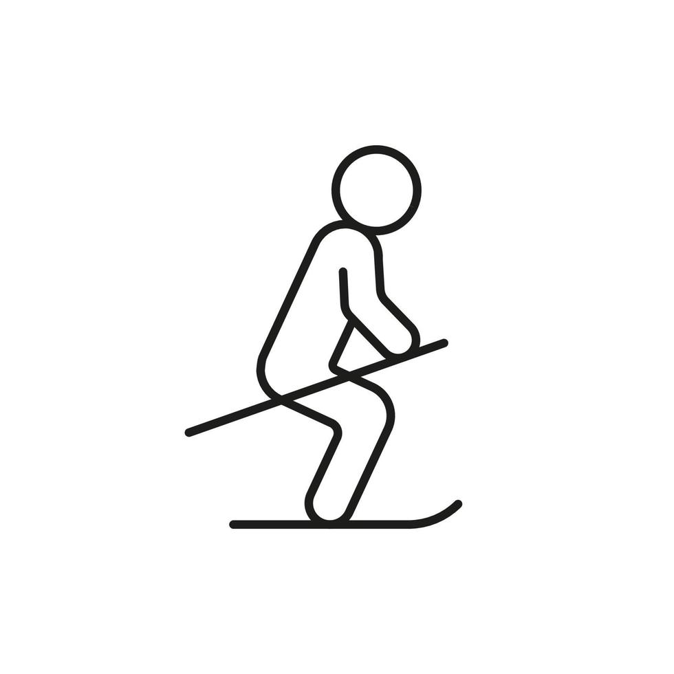 skifahrer, skifahren, skisport, liniensymbol. Wintersport auf Schnee. Gehen Sie auf Skiern, Freizeittrainingslebensstil, Aktivitätswettbewerb. Vektor-Illustration vektor