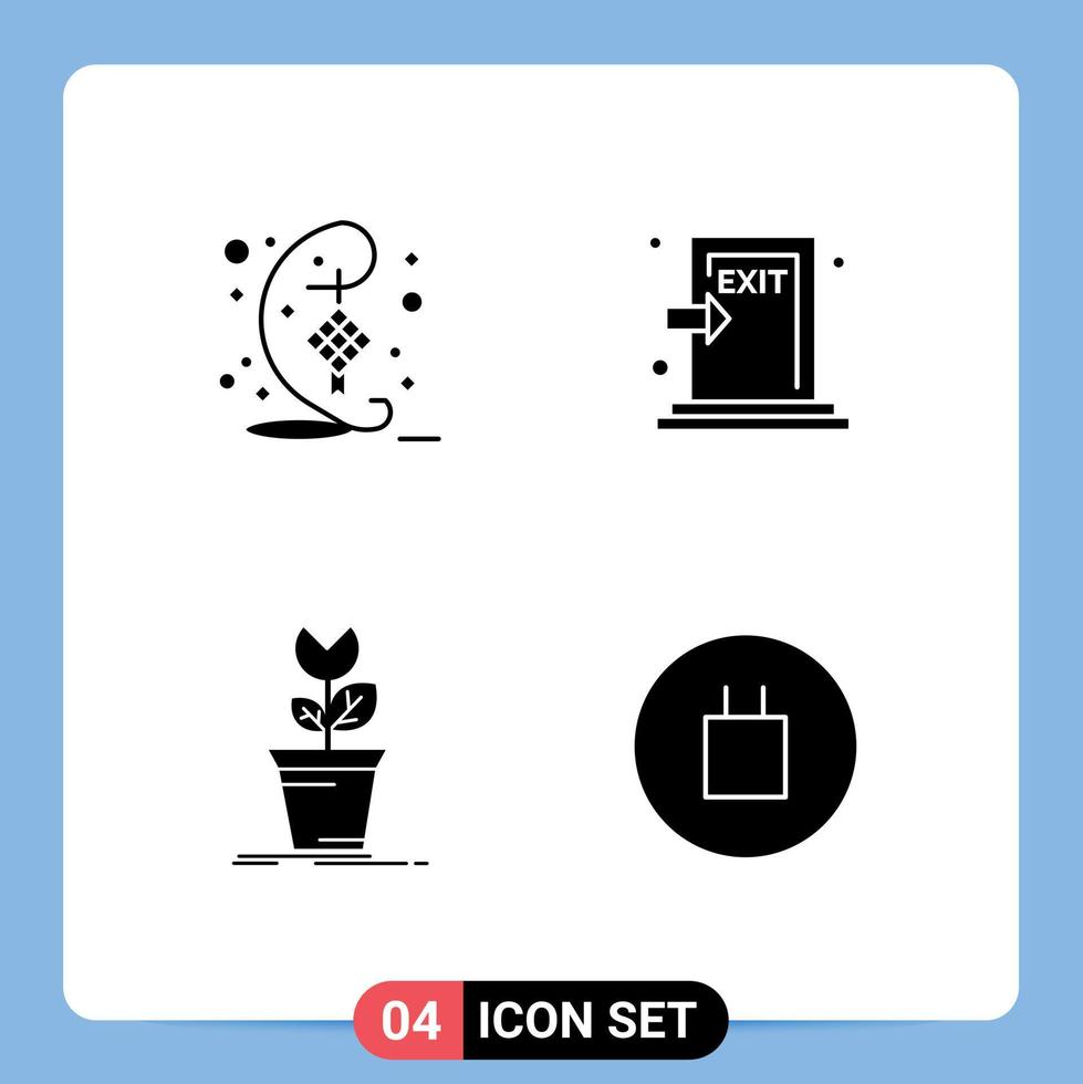 Stock Vector Icon Pack mit 4 Zeilenzeichen und Symbolen für die Dekoration Abenteuer Hari Raya Evakuierung Mario editierbare Vektordesign-Elemente