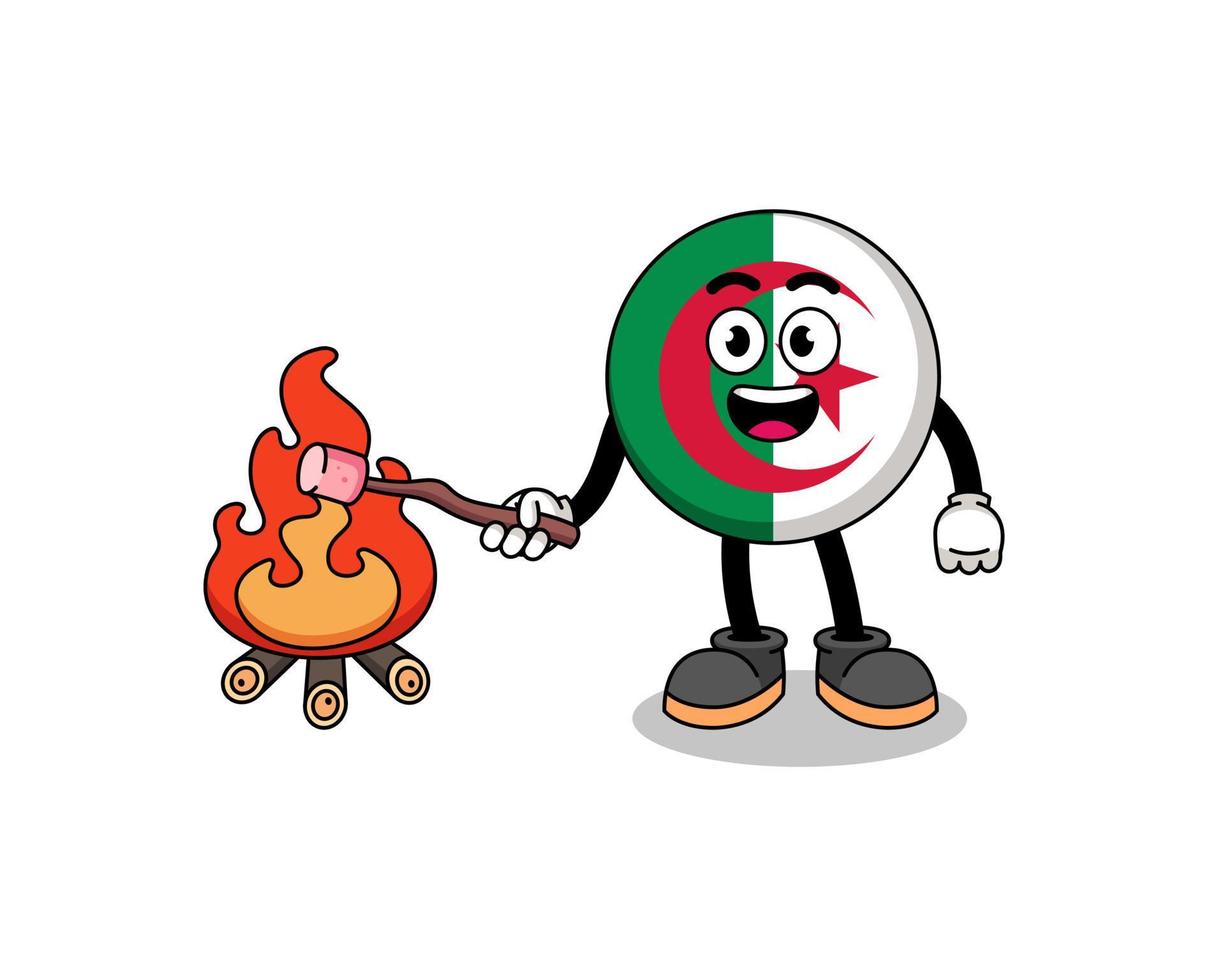 Illustration der algerischen Flagge, die einen Marshmallow verbrennt vektor