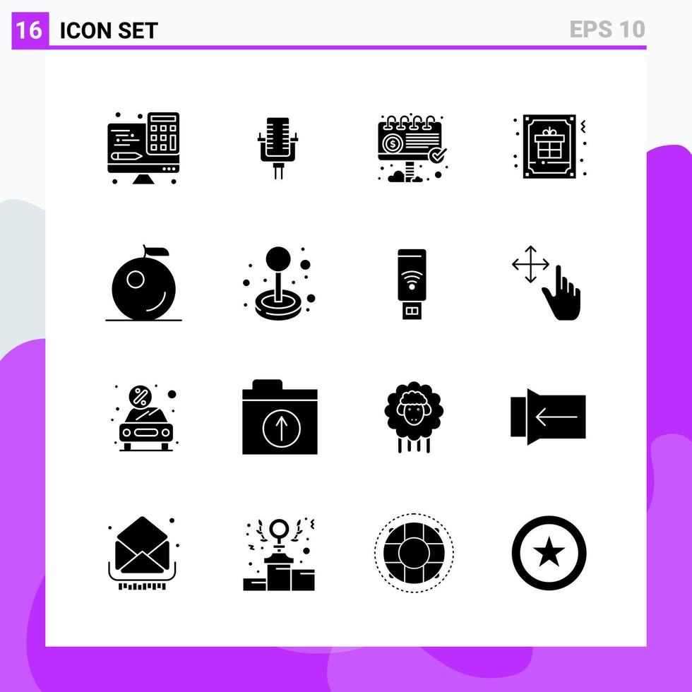Satz von 16 Symbolen im soliden Stil kreative Glyphensymbole für Website-Design und mobile Apps einfaches solides Symbolzeichen isoliert auf weißem Hintergrund 16 Symbole vektor