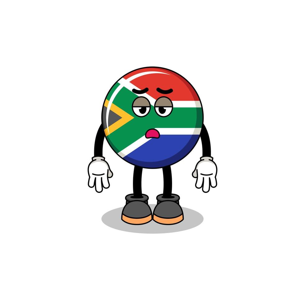 söder afrika flagga tecknad serie med Trötthet gest vektor