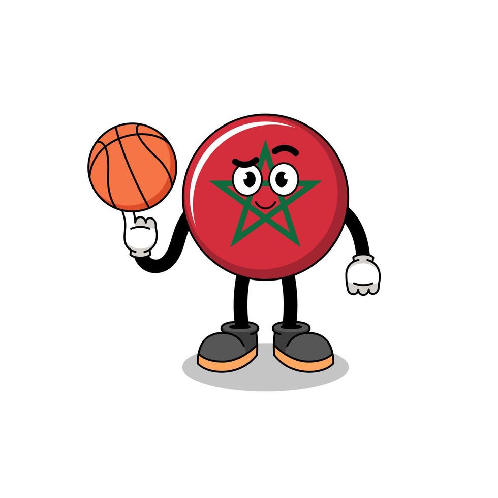 marocko flagga illustration som en basketboll spelare vektor