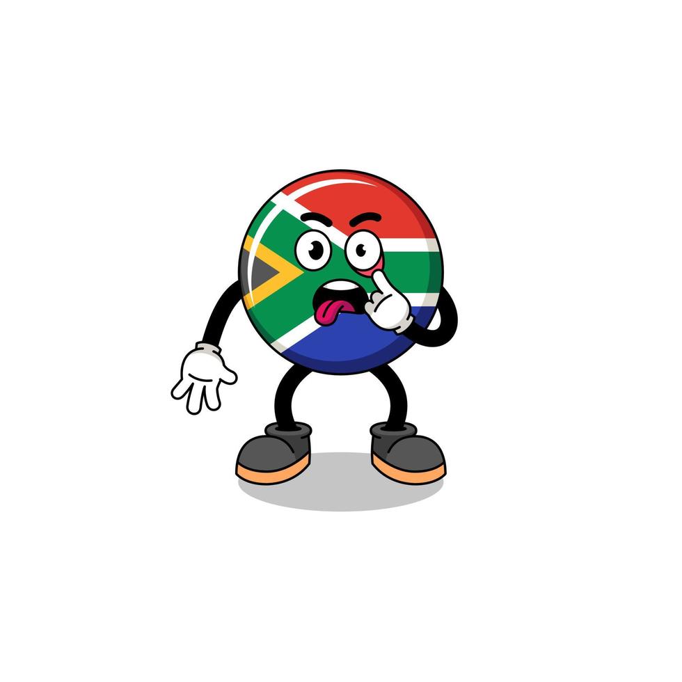 karaktär illustration av söder afrika flagga med tunga fastnar ut vektor