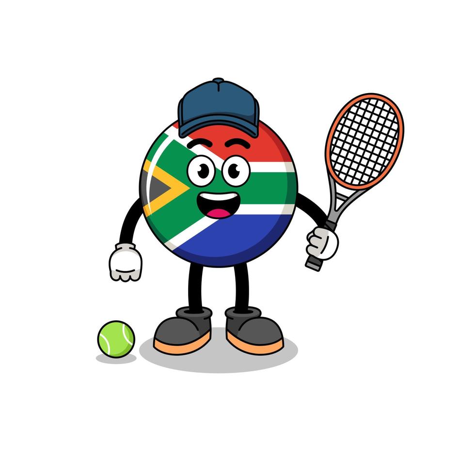 söder afrika flagga illustration som en tennis spelare vektor