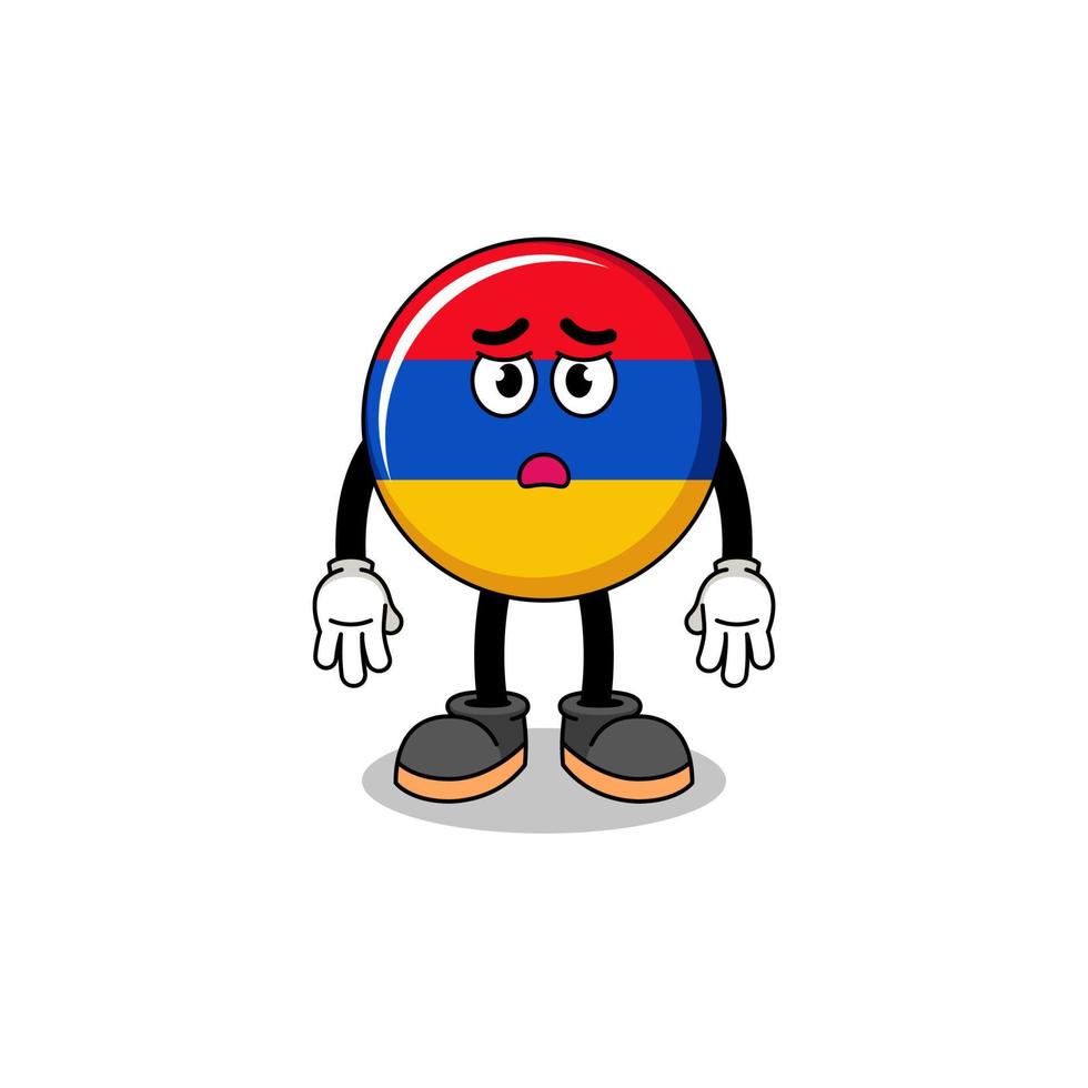 armenische flagge cartoon illustration mit traurigem gesicht vektor