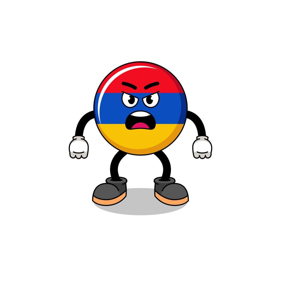 armenia flagga tecknad serie illustration med arg uttryck vektor
