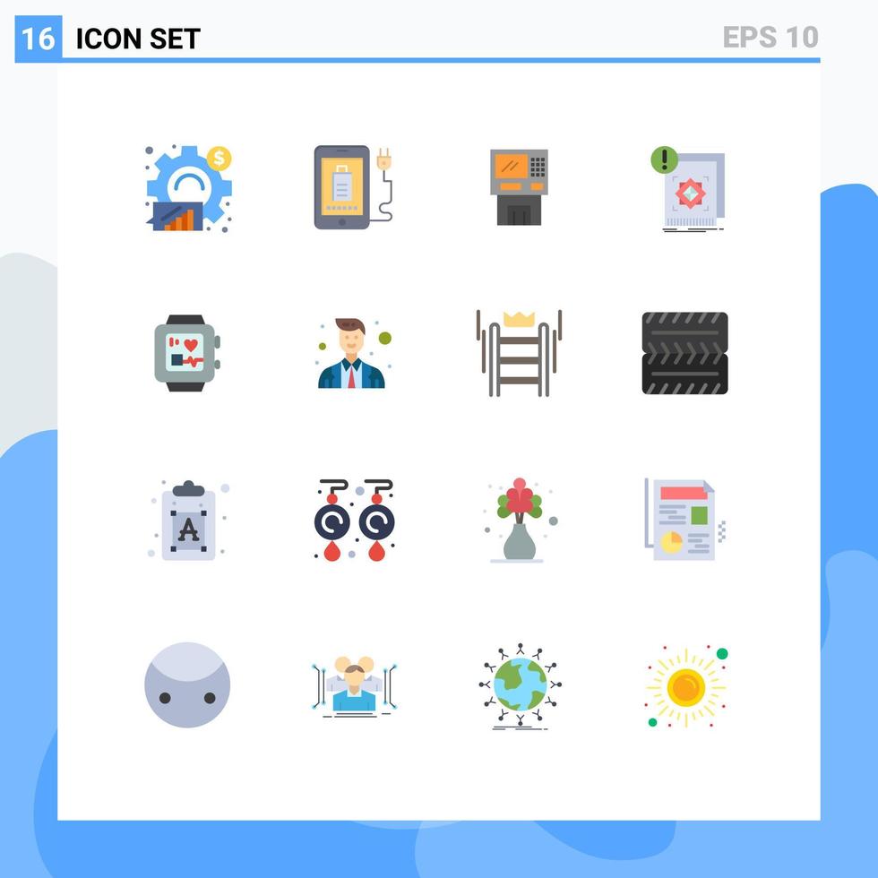 16 universell platt Färg tecken symboler av strukturera maskin plugg finansiera cashpoint redigerbar packa av kreativ vektor design element