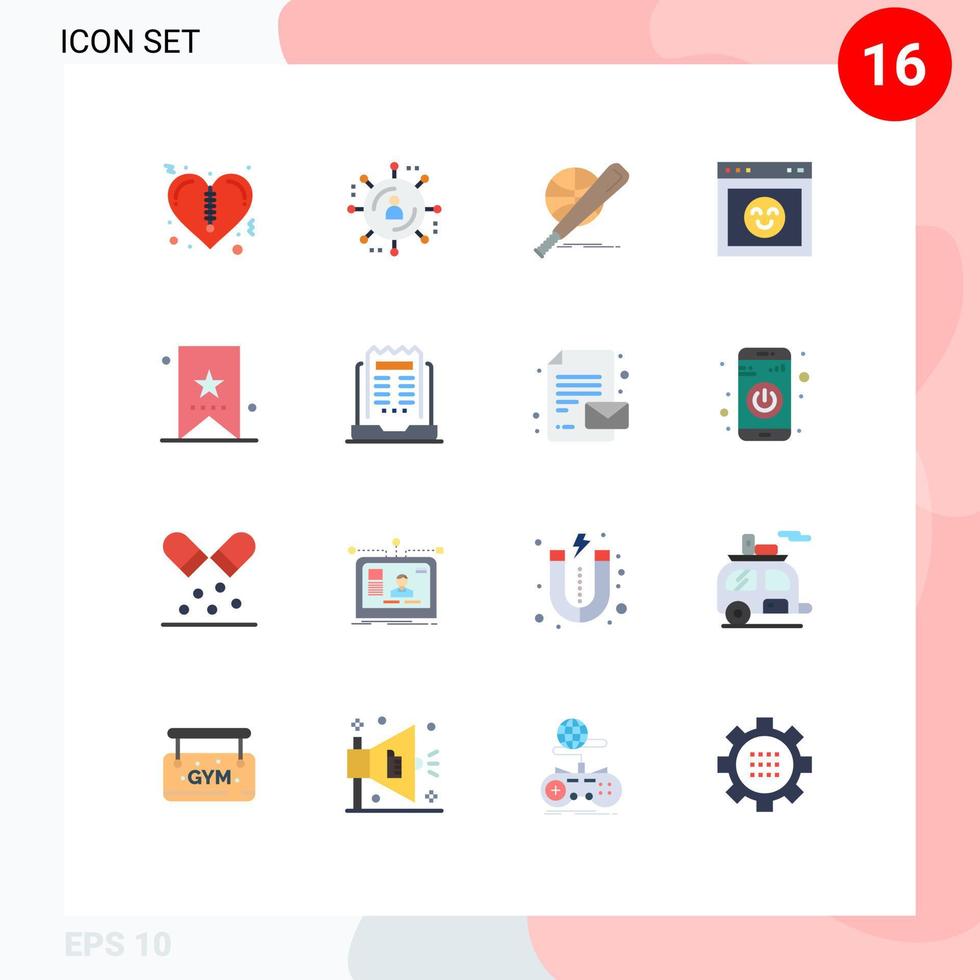 16 flaches Farbkonzept für mobile Websites und Apps Bildung Buch Ball Website Emotion editierbares Paket kreativer Vektordesign-Elemente vektor