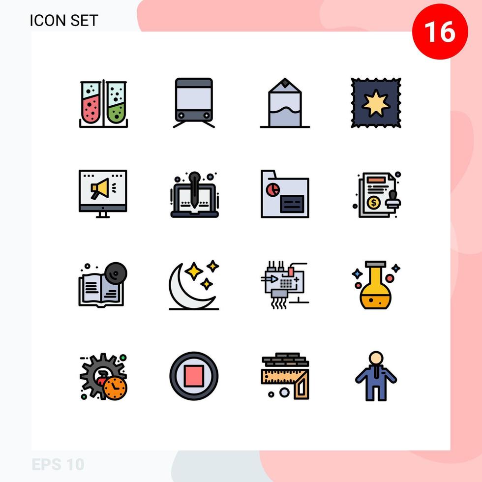 16 användare gränssnitt platt Färg fylld linje packa av modern tecken och symboler av organisk uppkopplad mjölk marknadsföring ad redigerbar kreativ vektor design element