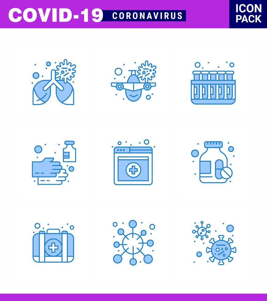 covid19 skydd coronavirus hängande 9 blå ikon uppsättning sådan som desinfektionsmedel tvål virus hand labb viral coronavirus 2019 nov sjukdom vektor design element