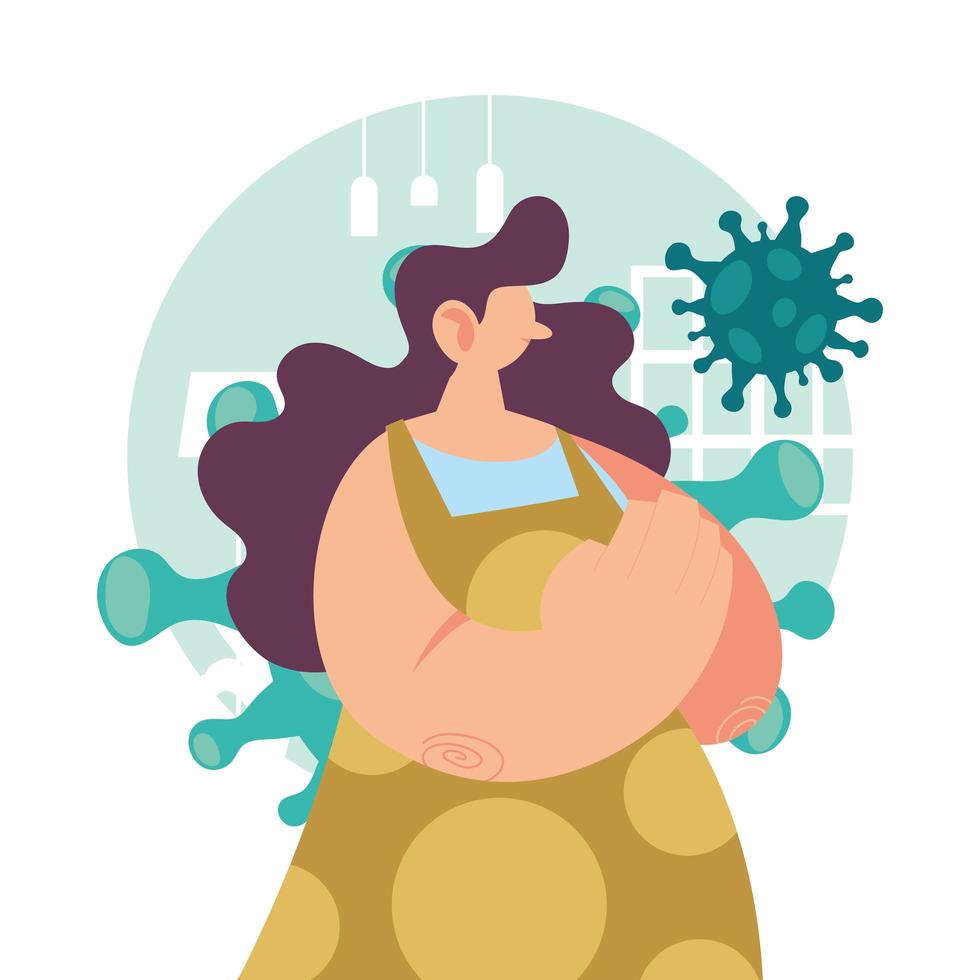 kvinna med symtom på coronavirus sjukdom vektor
