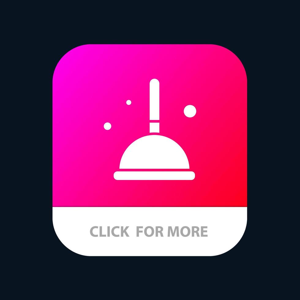 Besen-Reinigungsmop-Hexen-App-Schaltfläche Android- und iOS-Glyphen-Version vektor