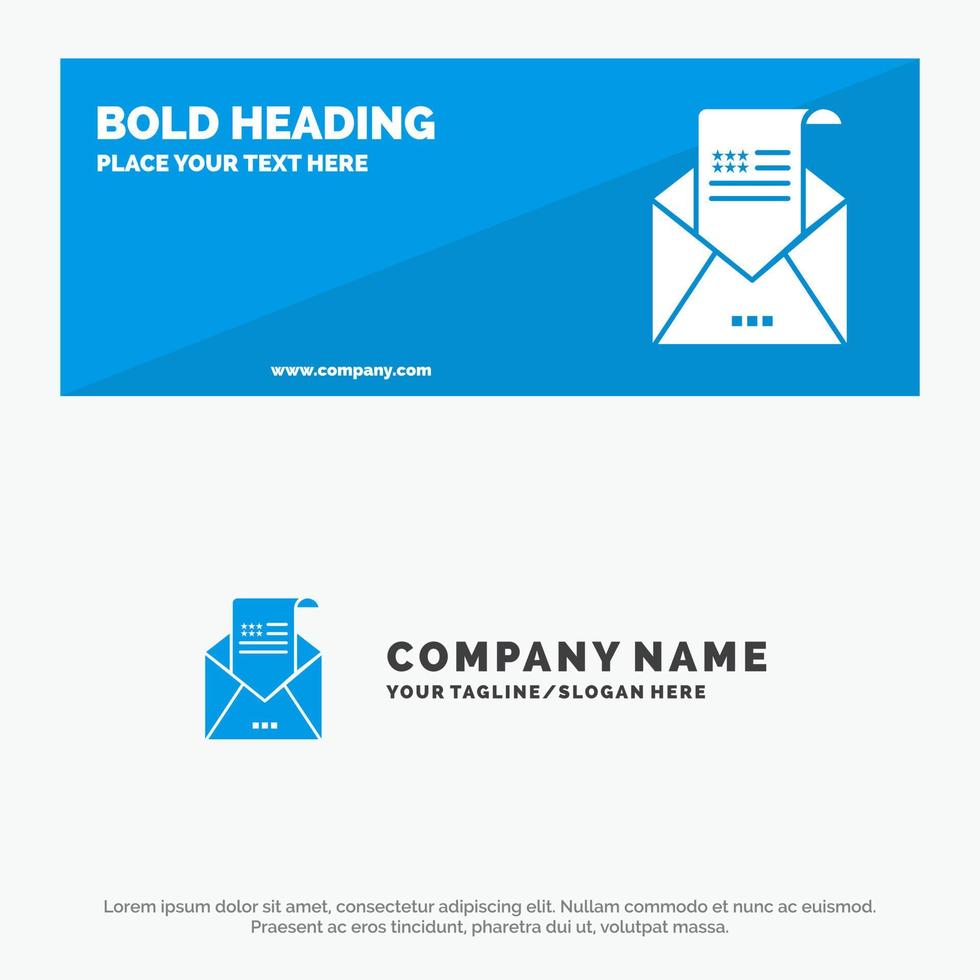 E-Mail-Umschlag-Gruß-Einladungs-Post-Solid-Icon-Website-Banner und Business-Logo-Vorlage vektor