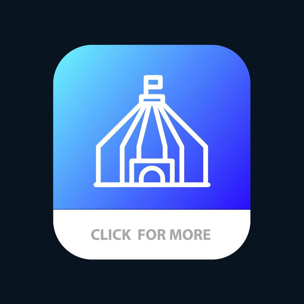 Zelt Zelt Zirkus mobile App-Schaltfläche Android- und iOS-Linienversion vektor