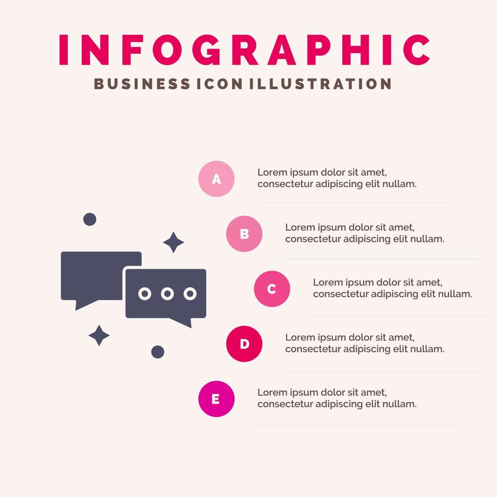 chatt chattar post e-post fast ikon infographics 5 steg presentation bakgrund vektor