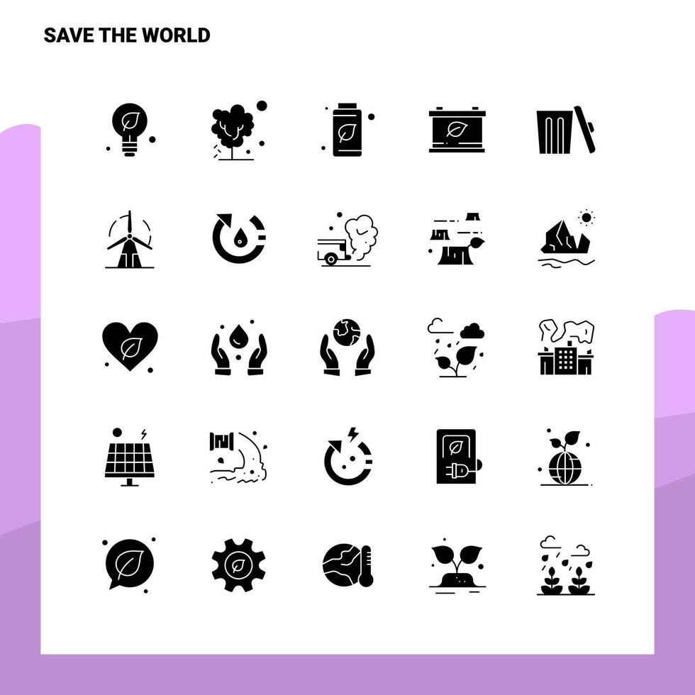 25 Save the World Icon Set solide Glyphen-Icon-Vektor-Illustrationsvorlage für Web- und mobile Ideen für Unternehmen vektor