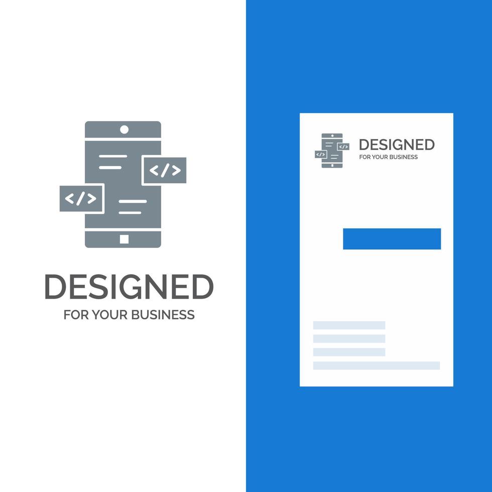App-Entwicklungspfeile div mobiles graues Logo-Design und Visitenkartenvorlage vektor