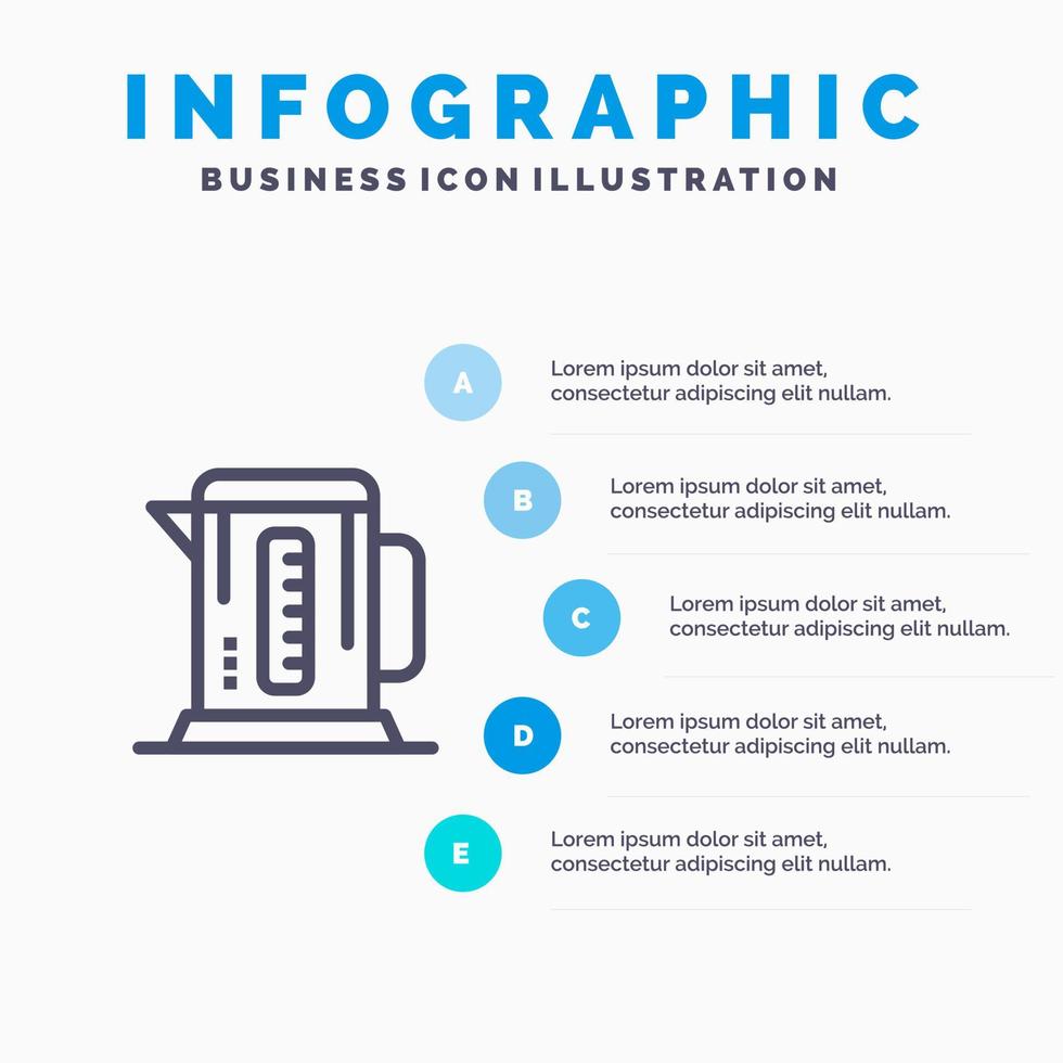 Boiler Kaffeemaschine Hotel blau Infografiken Vorlage 5 Schritte Vektorlinie Symbol Vorlage vektor