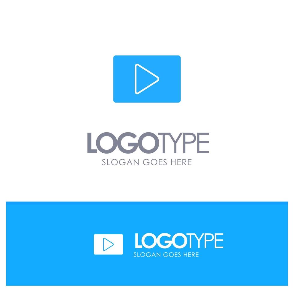 Youtube paly video spelare blå fast logotyp med plats för Tagline vektor