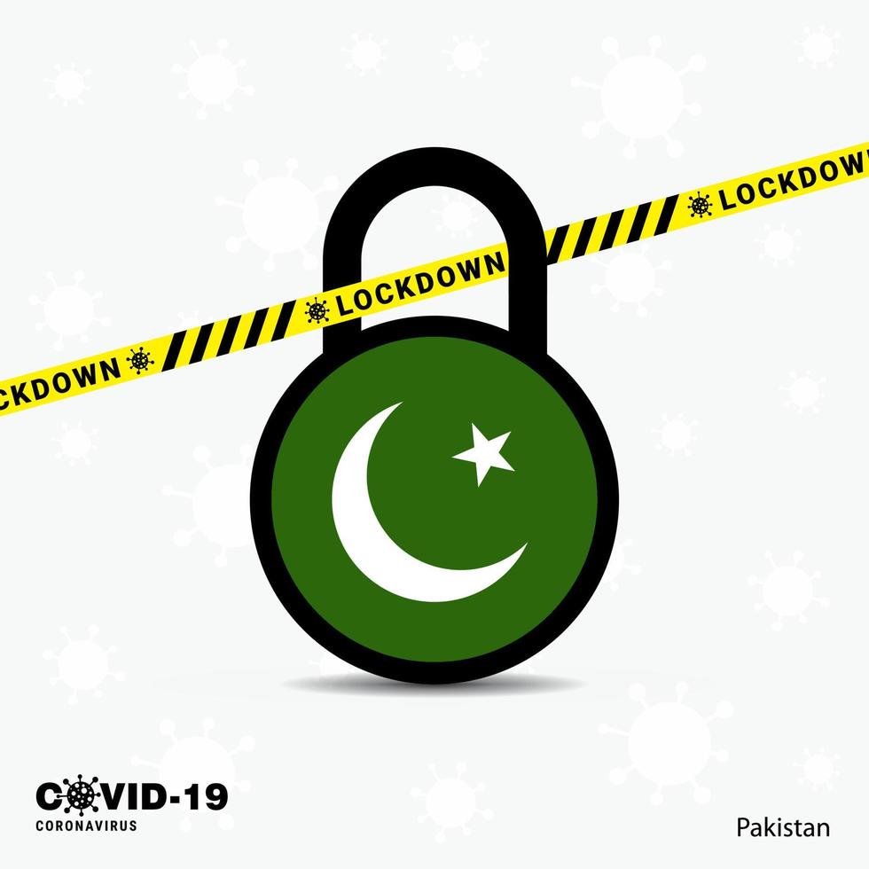 pakistan lock down lock coronavirus pandemie bewusstseinsvorlage covid19 lock down design vektor