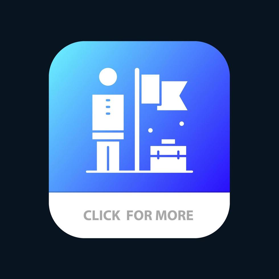 skicklig uppnå affärsman flagga mobil app knapp android och ios glyf version vektor