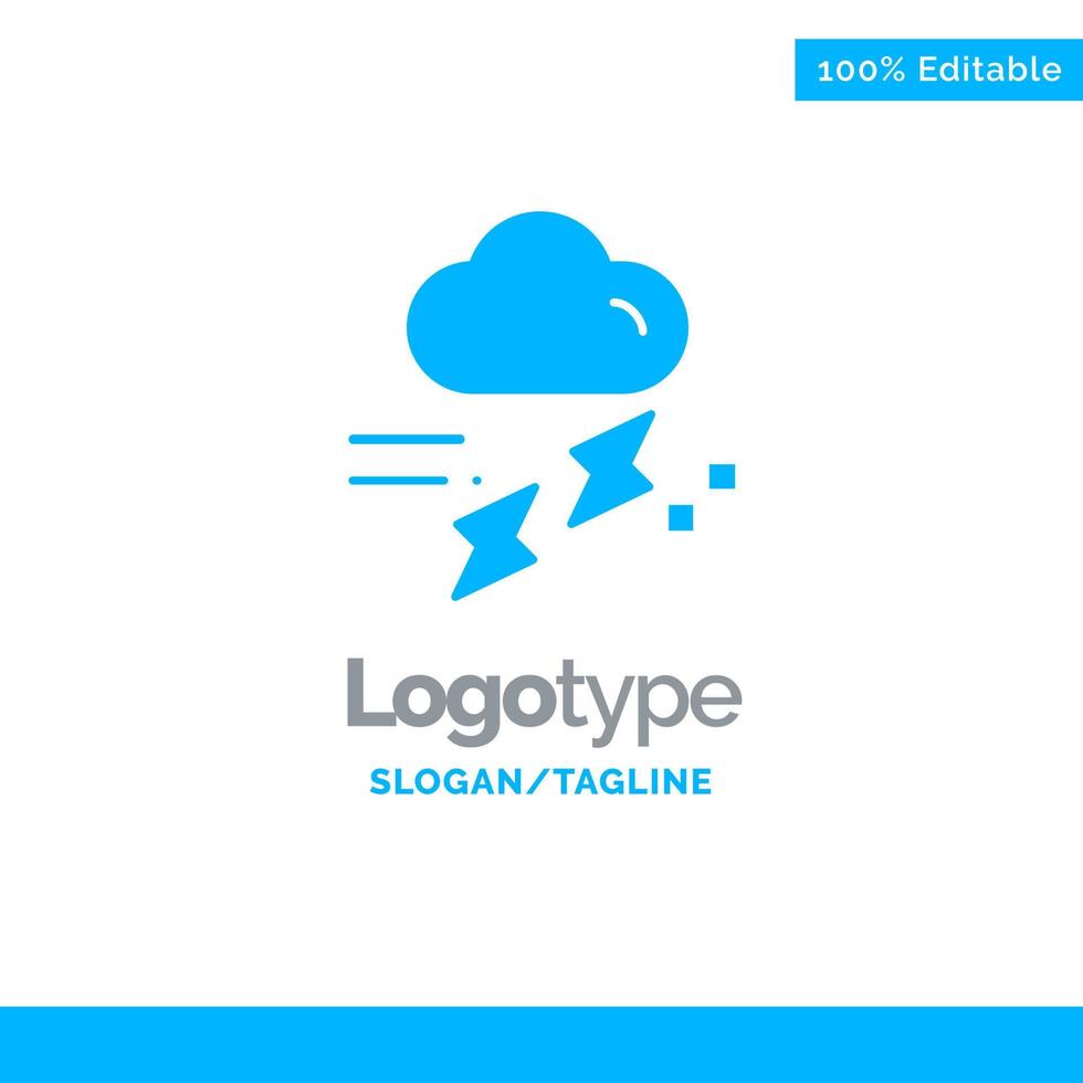 moln regn regn regnig åska blå fast logotyp mall plats för Tagline vektor
