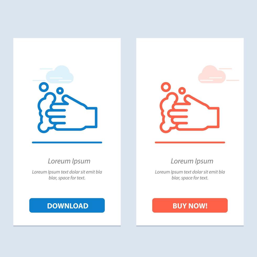 Reinigung Handseife waschen blau und rot herunterladen und jetzt kaufen Web-Widget-Kartenvorlage vektor