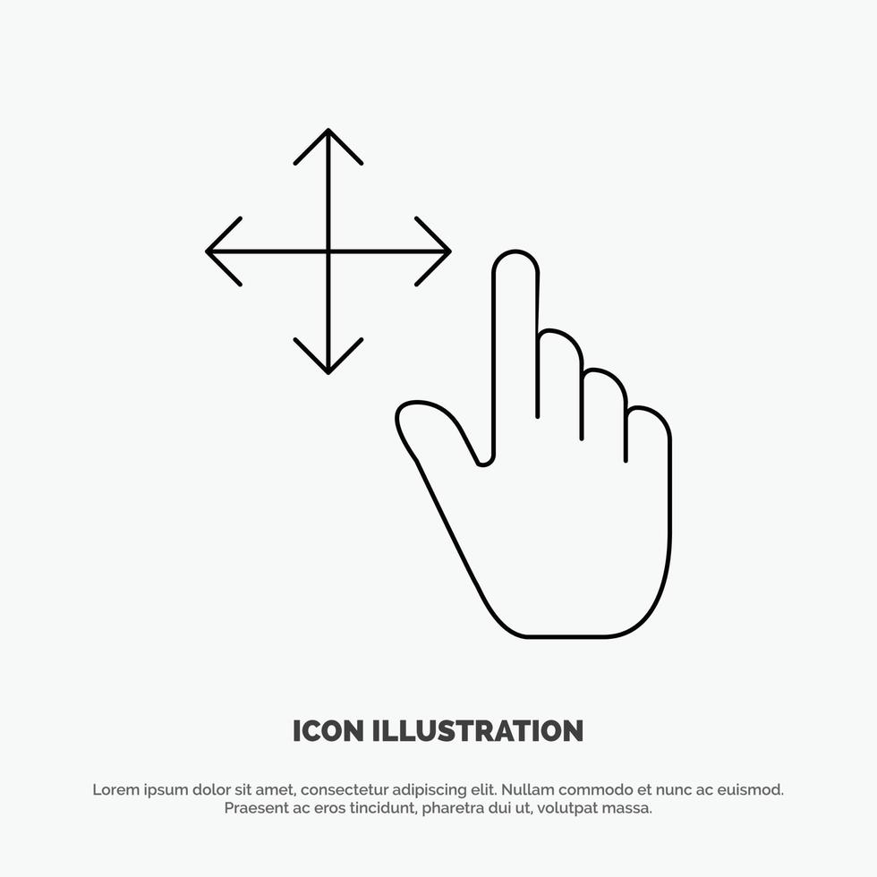 finger gest håll linje ikon vektor