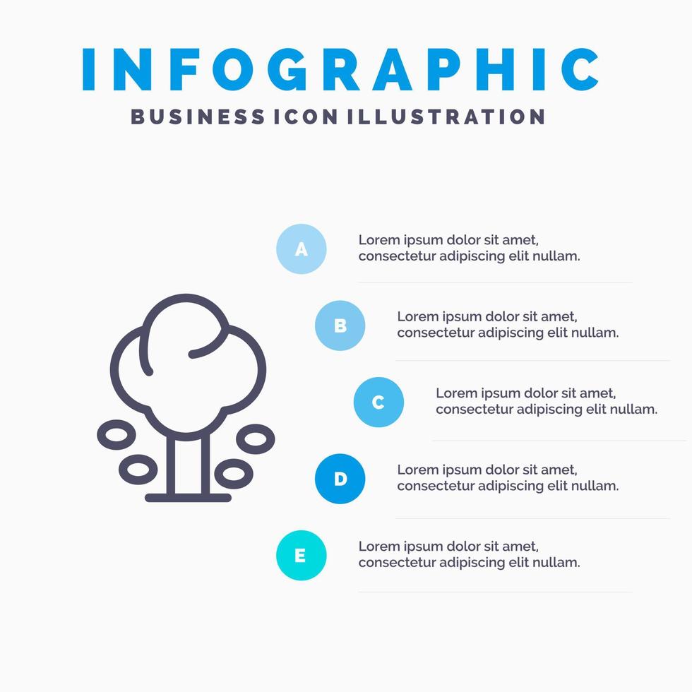 miljö skog grön sommar träd linje ikon med 5 steg presentation infographics bakgrund vektor