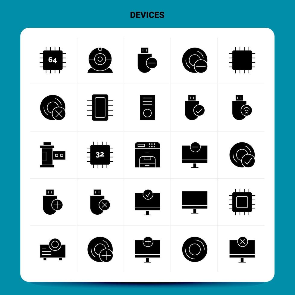 fast 25 enheter ikon uppsättning vektor glyf stil design svart ikoner uppsättning webb och mobil företag idéer design vektor illustration