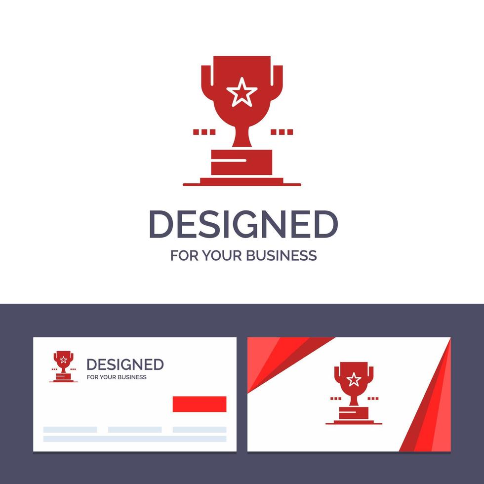 kreativ företag kort och logotyp mall kopp trofén pris- prestation vektor illustration