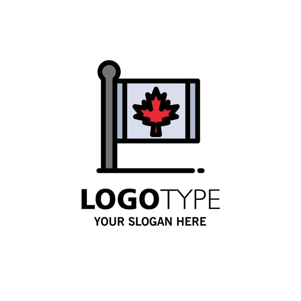Flagge Herbst Kanada Blatt Ahorn Business Logo Vorlage flache Farbe vektor