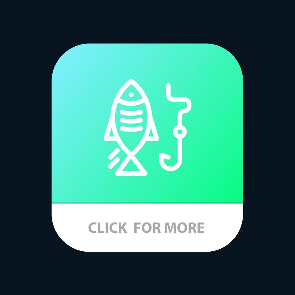 fiske fisk krok jakt mobil app knapp android och ios linje version vektor