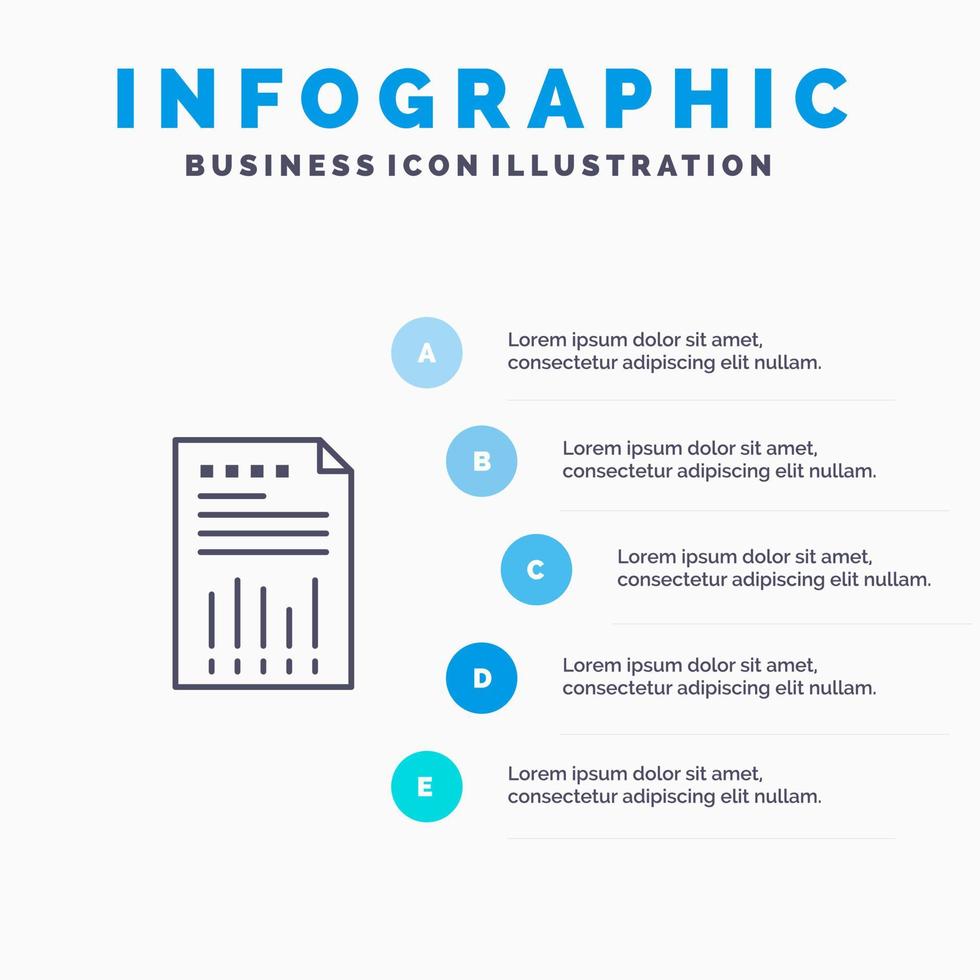 Tabellenkalkulation Geschäftsdaten Finanzdiagramm Papier Bericht Liniensymbol mit 5 Schritten Präsentation Infografiken Hintergrund vektor