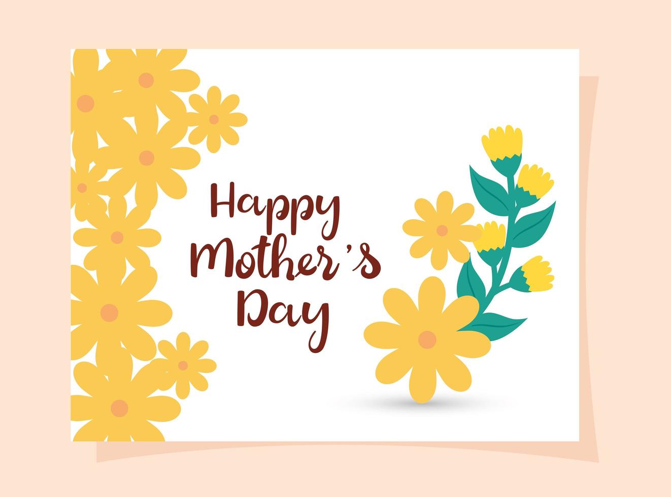 glückliche Muttertagskarte mit quadratischem Rahmen und Blumendekoration vektor