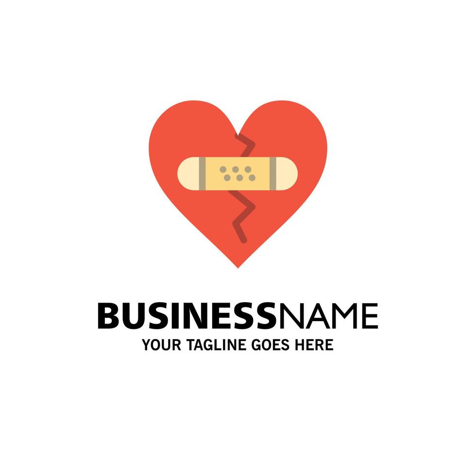 gebrochene Emotionen Vergebung Herz Liebe Business Logo Vorlage flache Farbe vektor