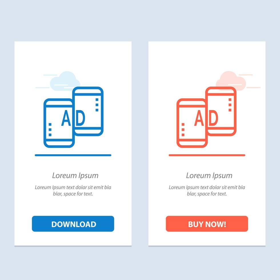 reklam mobil mobil reklam marknadsföring blå och röd ladda ner och köpa nu webb widget kort mall vektor