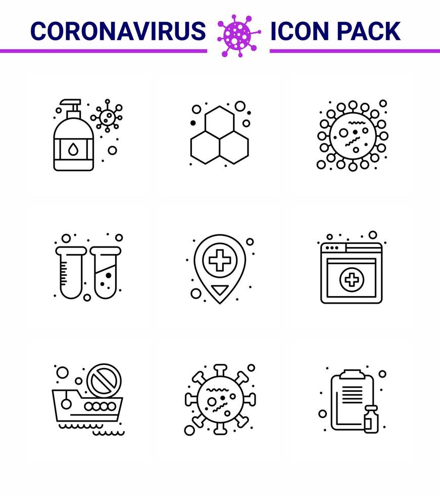 covid19 Corona-Virus-Kontaminationsprävention blaues Symbol 25er-Pack wie Krankenhausröhrchen-Bakterien-Testbakterien virales Coronavirus 2019nov-Krankheitsvektor-Designelemente vektor