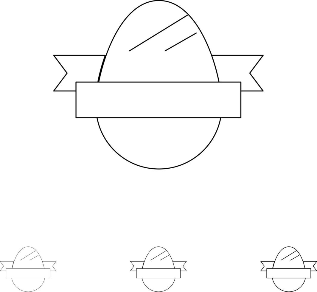 Osterei Ei Feiertage Fett und dünne schwarze Linie Symbolsatz vektor