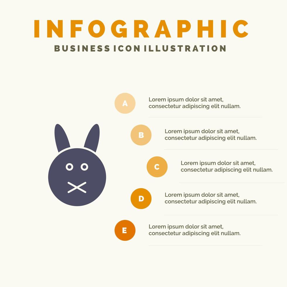 kanin påsk kanin fast ikon infographics 5 steg presentation bakgrund vektor