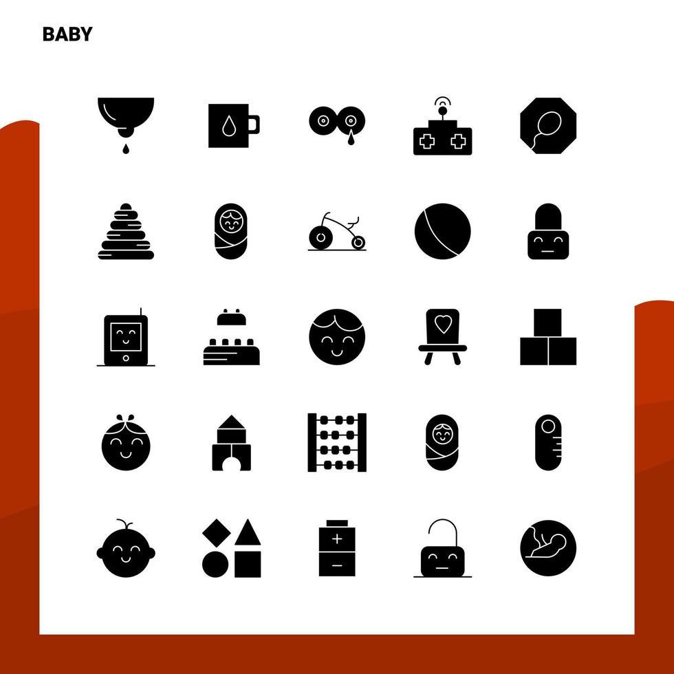 25 Baby-Icon-Set solide Glyph-Icon-Vektor-Illustrationsvorlage für Web- und mobile Ideen für Unternehmen vektor