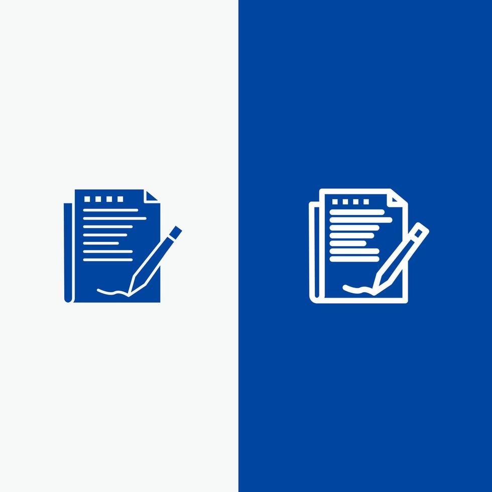 avtal Rapportera form layout papper linje och glyf fast ikon blå baner linje och glyf fast ikon blå baner vektor